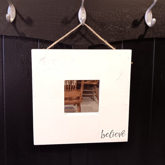 IKEA MALMA Framed Art Mirror- Square-BELIEVE-White-Gray-10x10 - Picture 8 of 12